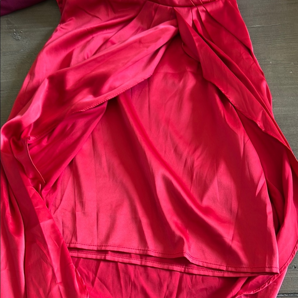 Lulus Law of Attraction Red Satin One-Shoulder Asymmetrical Midi Dress - Picture 8 of 8